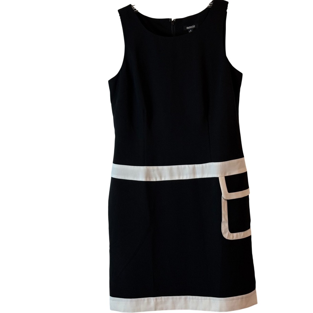 Metrostyle Black White Block Contrast Panel Sleeveless Sheath Dress Size 10